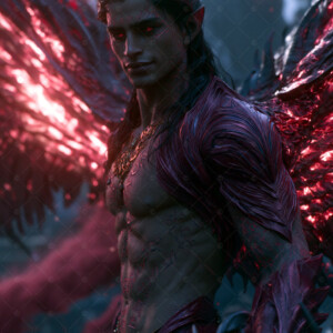 AI-generated hot sexy male demon art handsome succubus demons with dark wings emerging from the ruins of hell. Dark & Legendary Collection. 240+ images by Jeff Dupler.