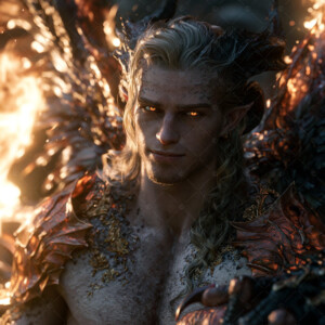 AI-generated hot sexy male demon art handsome succubus demons with dark wings emerging from the ruins of hell. Dark & Legendary Collection. 240+ images by Jeff Dupler.