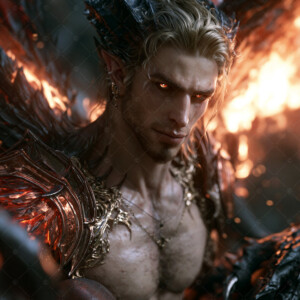AI-generated hot sexy male demon art handsome succubus demons with dark wings emerging from the ruins of hell. Dark & Legendary Collection. 240+ images by Jeff Dupler.
