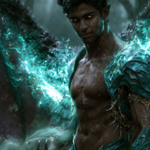AI-generated hot sexy male demon art handsome succubus demons with dark wings emerging from the ruins of hell. Dark & Legendary Collection. 240+ images by Jeff Dupler.