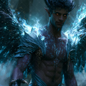 AI-generated hot sexy male demon art handsome succubus demons with dark wings emerging from the ruins of hell. Dark & Legendary Collection. 240+ images by Jeff Dupler.