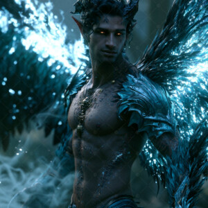 AI-generated hot sexy male demon art handsome succubus demons with dark wings emerging from the ruins of hell. Dark & Legendary Collection. 240+ images by Jeff Dupler.