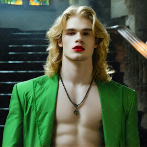 AI-generated Vampire Lestat art — handsome reimaginings of the legendary vampire Lestat de Lioncourt from Anne Rice's chronicles. Dark fantasy digital art by Jeff Dupler.