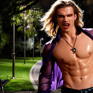 AI-generated Vampire Lestat art — handsome reimaginings of the legendary vampire Lestat de Lioncourt from Anne Rice's chronicles. Dark fantasy digital art by Jeff Dupler.