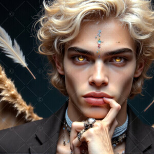 AI-generated Vampire Lestat art — handsome reimaginings of the legendary vampire Lestat de Lioncourt from Anne Rice's chronicles. Dark fantasy digital art by Jeff Dupler.
