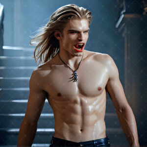 AI-generated Vampire Lestat art — handsome reimaginings of the legendary vampire Lestat de Lioncourt from Anne Rice's chronicles. Dark fantasy digital art by Jeff Dupler.