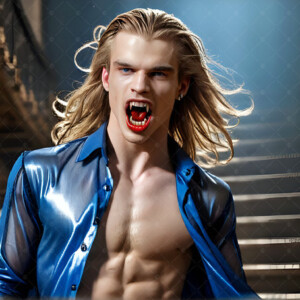 AI-generated Vampire Lestat art — handsome reimaginings of the legendary vampire Lestat de Lioncourt from Anne Rice's chronicles. Dark fantasy digital art by Jeff Dupler.