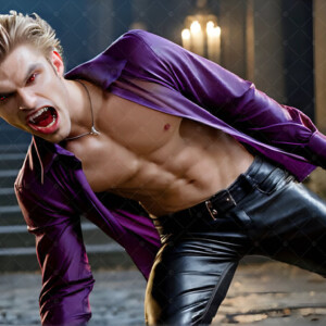 AI-generated Vampire Lestat art — handsome reimaginings of the legendary vampire Lestat de Lioncourt from Anne Rice's chronicles. Dark fantasy digital art by Jeff Dupler.