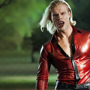 AI-generated Vampire Lestat art — handsome reimaginings of the legendary vampire Lestat de Lioncourt from Anne Rice's chronicles. Dark fantasy digital art by Jeff Dupler.