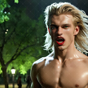 AI-generated Vampire Lestat art — handsome reimaginings of the legendary vampire Lestat de Lioncourt from Anne Rice's chronicles. Dark fantasy digital art by Jeff Dupler.