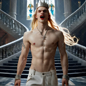 AI-generated Vampire Lestat art — handsome reimaginings of the legendary vampire Lestat de Lioncourt from Anne Rice's chronicles. Dark fantasy digital art by Jeff Dupler.