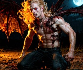 A photorealistic AI art story — Sebastian, 21 in body but 121 in years, drenched in blood and remorse a century after the night he was turned.
