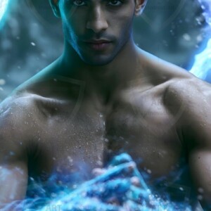 Discover AI-generated elemental mage art handsome male fire, ice, lightning, and earth mages wielding raw magical power in stunning fantasy battle scenes. UHD digital art.