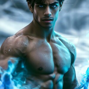 Discover AI-generated elemental mage art handsome male fire, ice, lightning, and earth mages wielding raw magical power in stunning fantasy battle scenes. UHD digital art.