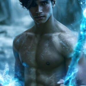Discover AI-generated elemental mage art handsome male fire, ice, lightning, and earth mages wielding raw magical power in stunning fantasy battle scenes. UHD digital art.