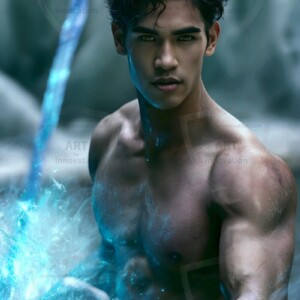 Discover AI-generated elemental mage art handsome male fire, ice, lightning, and earth mages wielding raw magical power in stunning fantasy battle scenes. UHD digital art.