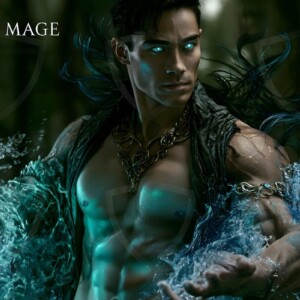 Discover AI-generated elemental mage art handsome male fire, ice, lightning, and earth mages wielding raw magical power in stunning fantasy battle scenes. UHD digital art.