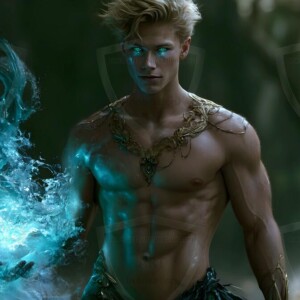 Discover AI-generated elemental mage art handsome male fire, ice, lightning, and earth mages wielding raw magical power in stunning fantasy battle scenes. UHD digital art.