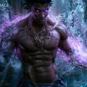 Discover AI-generated elemental mage art handsome male fire, ice, lightning, and earth mages wielding raw magical power in stunning fantasy battle scenes. UHD digital art.