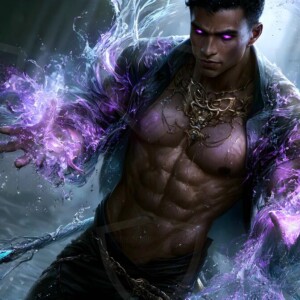 Discover AI-generated elemental mage art handsome male fire, ice, lightning, and earth mages wielding raw magical power in stunning fantasy battle scenes. UHD digital art.