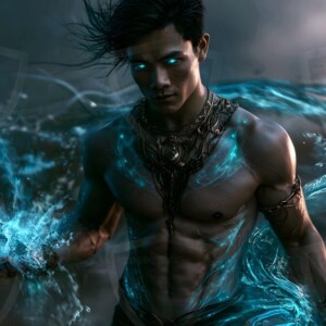 Discover AI-generated elemental mage art handsome male fire, ice, lightning, and earth mages wielding raw magical power in stunning fantasy battle scenes. UHD digital art.