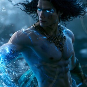 Discover AI-generated elemental mage art handsome male fire, ice, lightning, and earth mages wielding raw magical power in stunning fantasy battle scenes. UHD digital art.