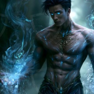 Discover AI-generated elemental mage art handsome male fire, ice, lightning, and earth mages wielding raw magical power in stunning fantasy battle scenes. UHD digital art.