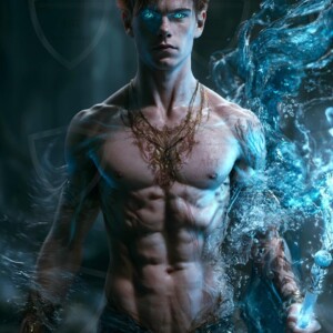 Discover AI-generated elemental mage art handsome male fire, ice, lightning, and earth mages wielding raw magical power in stunning fantasy battle scenes. UHD digital art.