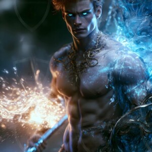 Discover AI-generated elemental mage art handsome male fire, ice, lightning, and earth mages wielding raw magical power in stunning fantasy battle scenes. UHD digital art.