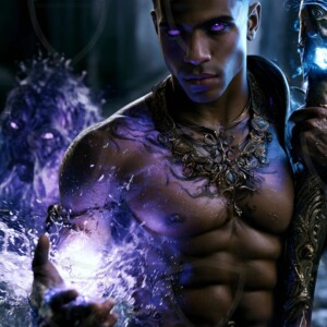 Discover AI-generated elemental mage art handsome male fire, ice, lightning, and earth mages wielding raw magical power in stunning fantasy battle scenes. UHD digital art.