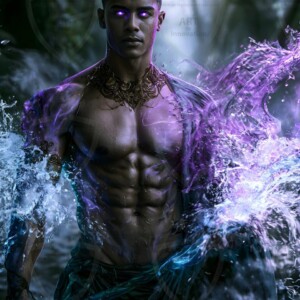 Discover AI-generated elemental mage art handsome male fire, ice, lightning, and earth mages wielding raw magical power in stunning fantasy battle scenes. UHD digital art.