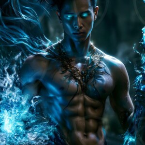 Discover AI-generated elemental mage art handsome male fire, ice, lightning, and earth mages wielding raw magical power in stunning fantasy battle scenes. UHD digital art.