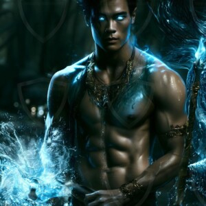 Discover AI-generated elemental mage art handsome male fire, ice, lightning, and earth mages wielding raw magical power in stunning fantasy battle scenes. UHD digital art.