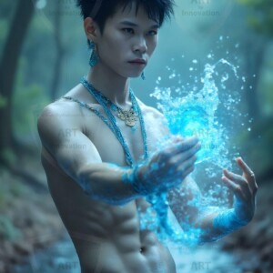 Discover AI-generated elemental mage art handsome male fire, ice, lightning, and earth mages wielding raw magical power in stunning fantasy battle scenes. UHD digital art.