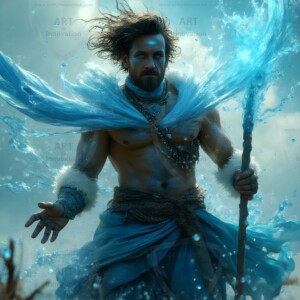 Discover AI-generated elemental mage art handsome male fire, ice, lightning, and earth mages wielding raw magical power in stunning fantasy battle scenes. UHD digital art.