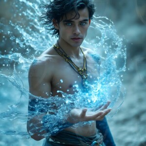 Discover AI-generated elemental mage art handsome male fire, ice, lightning, and earth mages wielding raw magical power in stunning fantasy battle scenes. UHD digital art.