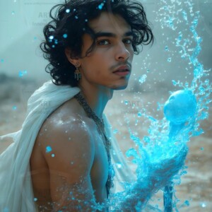 Discover AI-generated elemental mage art handsome male fire, ice, lightning, and earth mages wielding raw magical power in stunning fantasy battle scenes. UHD digital art.
