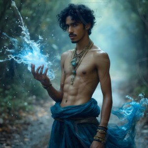 Discover AI-generated elemental mage art handsome male fire, ice, lightning, and earth mages wielding raw magical power in stunning fantasy battle scenes. UHD digital art.