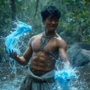 Discover AI-generated elemental mage art handsome male fire, ice, lightning, and earth mages wielding raw magical power in stunning fantasy battle scenes. UHD digital art.