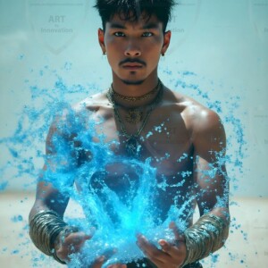 Discover AI-generated elemental mage art handsome male fire, ice, lightning, and earth mages wielding raw magical power in stunning fantasy battle scenes. UHD digital art.