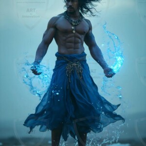 Discover AI-generated elemental mage art handsome male fire, ice, lightning, and earth mages wielding raw magical power in stunning fantasy battle scenes. UHD digital art.