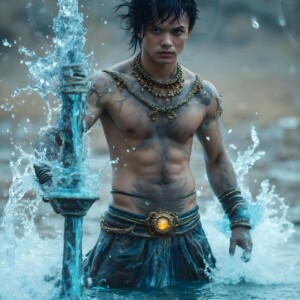 Discover AI-generated elemental mage art handsome male fire, ice, lightning, and earth mages wielding raw magical power in stunning fantasy battle scenes. UHD digital art.