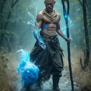 Discover AI-generated elemental mage art handsome male fire, ice, lightning, and earth mages wielding raw magical power in stunning fantasy battle scenes. UHD digital art.