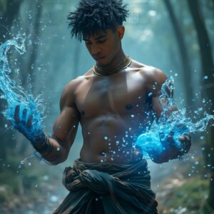 Discover AI-generated elemental mage art handsome male fire, ice, lightning, and earth mages wielding raw magical power in stunning fantasy battle scenes. UHD digital art.
