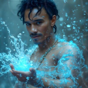Discover AI-generated elemental mage art handsome male fire, ice, lightning, and earth mages wielding raw magical power in stunning fantasy battle scenes. UHD digital art.