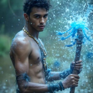 Discover AI-generated elemental mage art handsome male fire, ice, lightning, and earth mages wielding raw magical power in stunning fantasy battle scenes. UHD digital art.