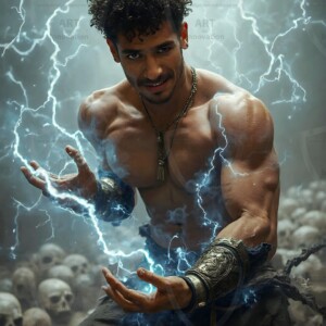 Discover AI-generated elemental mage art handsome male fire, ice, lightning, and earth mages wielding raw magical power in stunning fantasy battle scenes. UHD digital art.