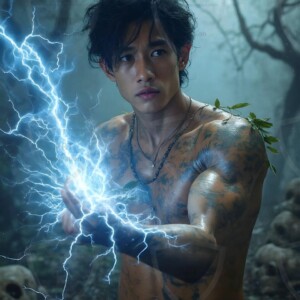 Discover AI-generated elemental mage art handsome male fire, ice, lightning, and earth mages wielding raw magical power in stunning fantasy battle scenes. UHD digital art.
