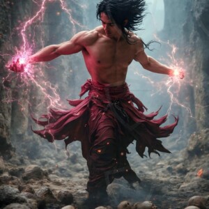 Discover AI-generated elemental mage art handsome male fire, ice, lightning, and earth mages wielding raw magical power in stunning fantasy battle scenes. UHD digital art.