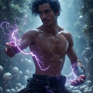 Discover AI-generated elemental mage art handsome male fire, ice, lightning, and earth mages wielding raw magical power in stunning fantasy battle scenes. UHD digital art.